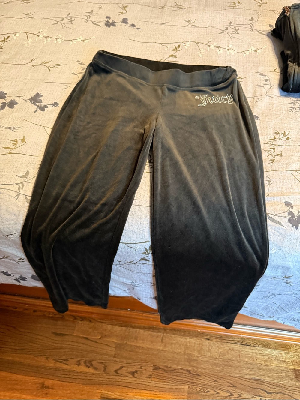 Juicy Couture Black Velour Joggers with Logo Accent